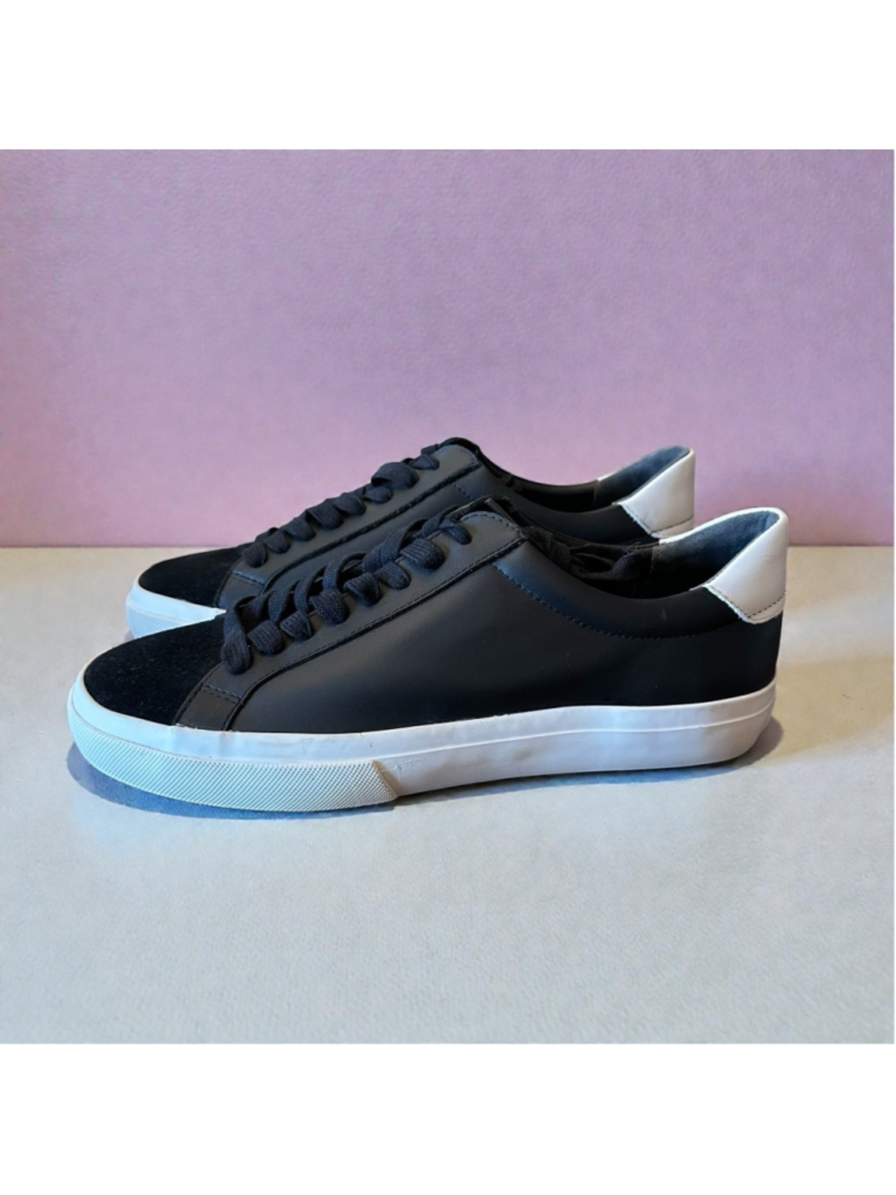 Vince Black White Leather Suede Low Top Sneakers 9M